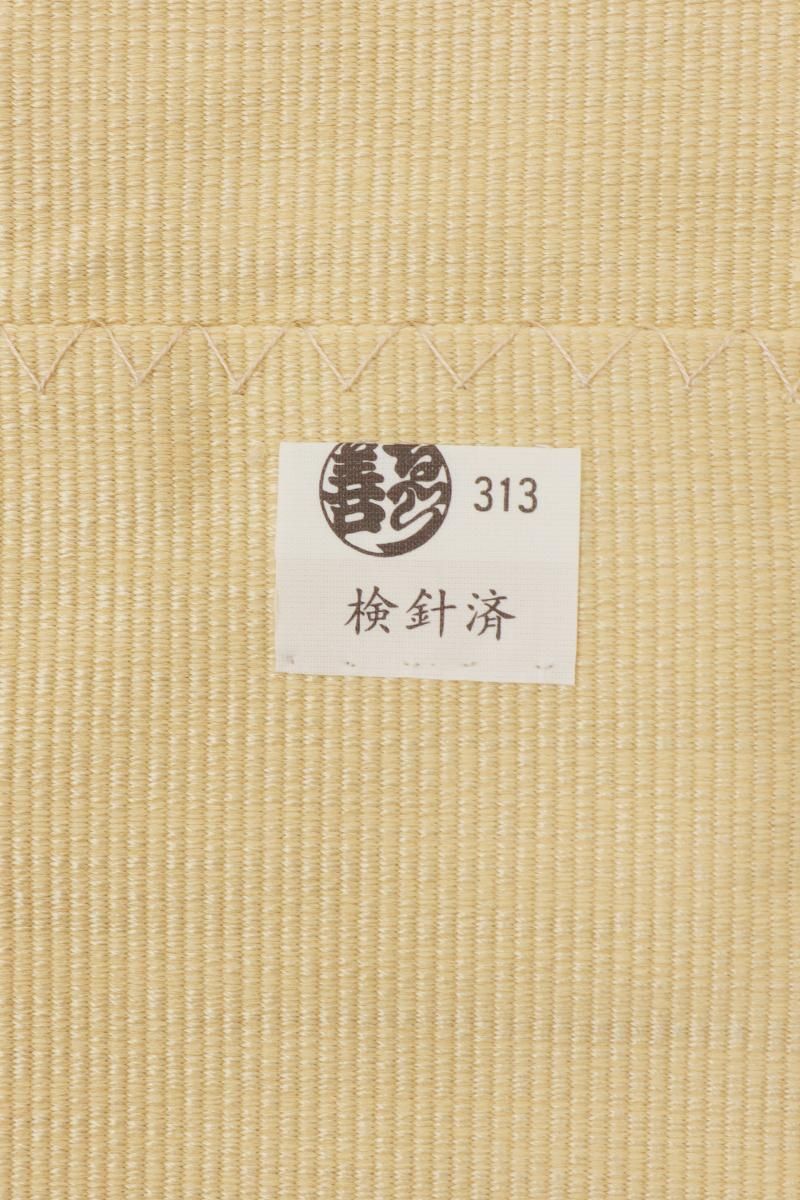 銀座【H-0348】綴れ地 刺繍 八寸名古屋帯 支子色 花文（ゑり善扱い