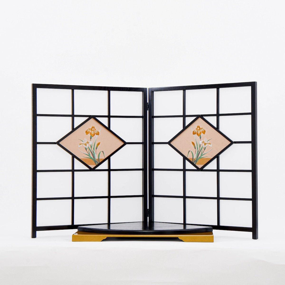 ひな人形 単品屏風 ふすま式しょうぶ23（台付）【店頭展示品
