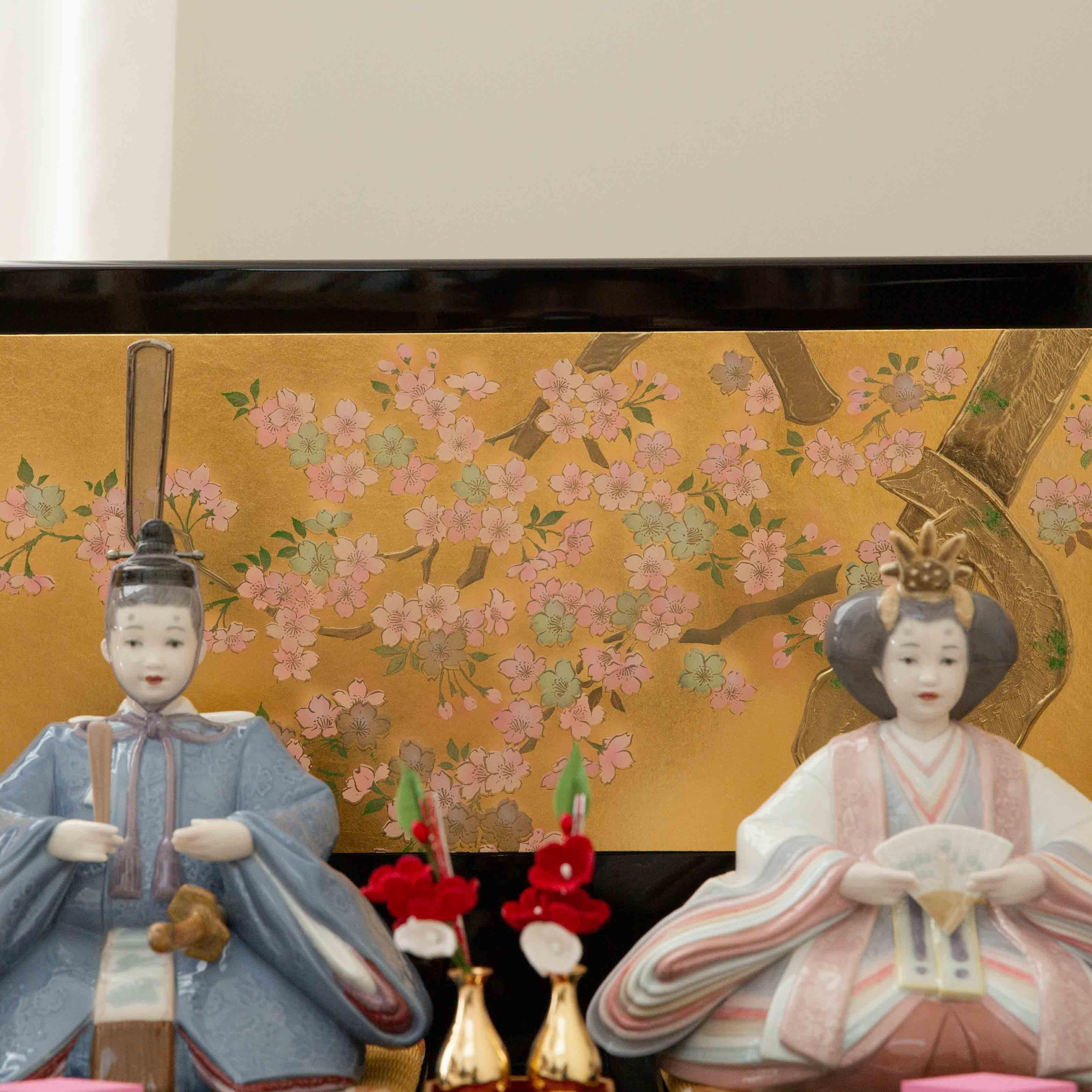 LLADRO リヤドロ ひな人形 | 磁器 月夜桜屏風 - 雛人形・五月人形