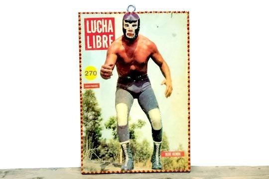 メキシコ プロレス ルチャリブレ ブルーパンテル イラスト 壁掛け飾り