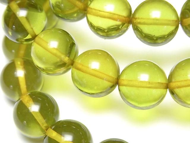 グリーンアンバー（琥珀） ラウンド12mm 1連（ブレス）｜天然石ビーズ