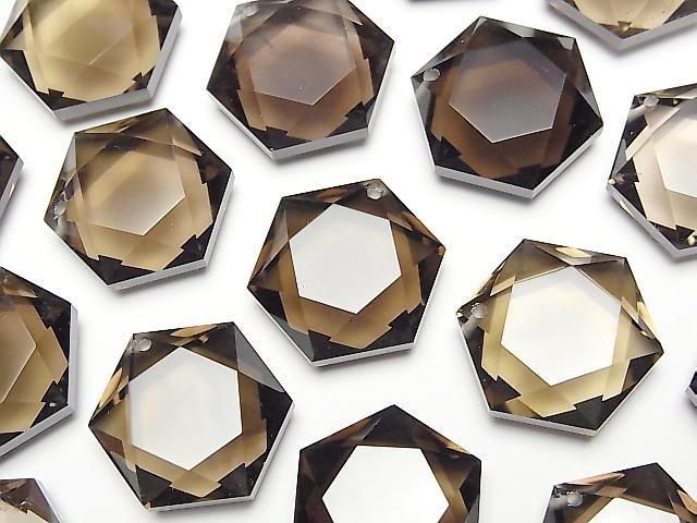 スモーキークォーツ 穴あき六芒星カット 1個｜天然石ビーズの卸問屋