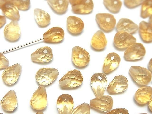 動画】宝石質シトリンAAA 片穴ドロップカット6×5mm 5粒 - 天然石ビーズ