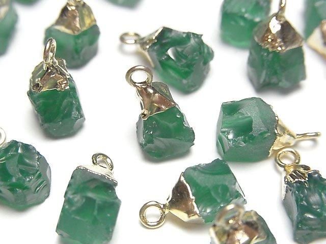 グリーンオニキス ラフロック チャーム 2個｜天然石ビーズの卸問屋