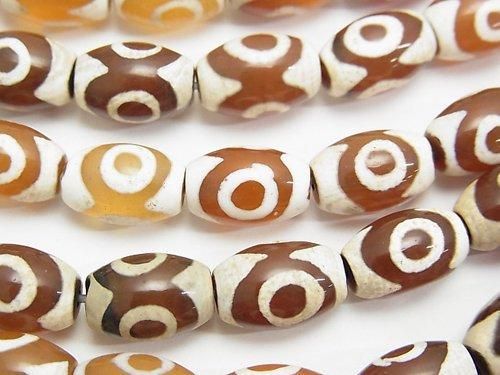 三眼天珠（さんがんてんじゅ） ライス12×8×8mm レッドブラウン
