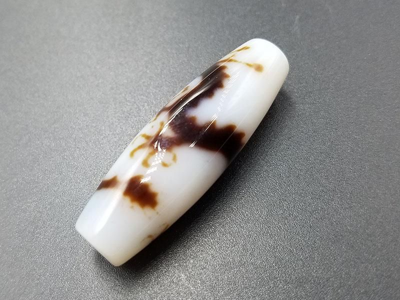 未使用希少五爪龍眼天珠カット水晶オレンジルチルクォーツ天珠