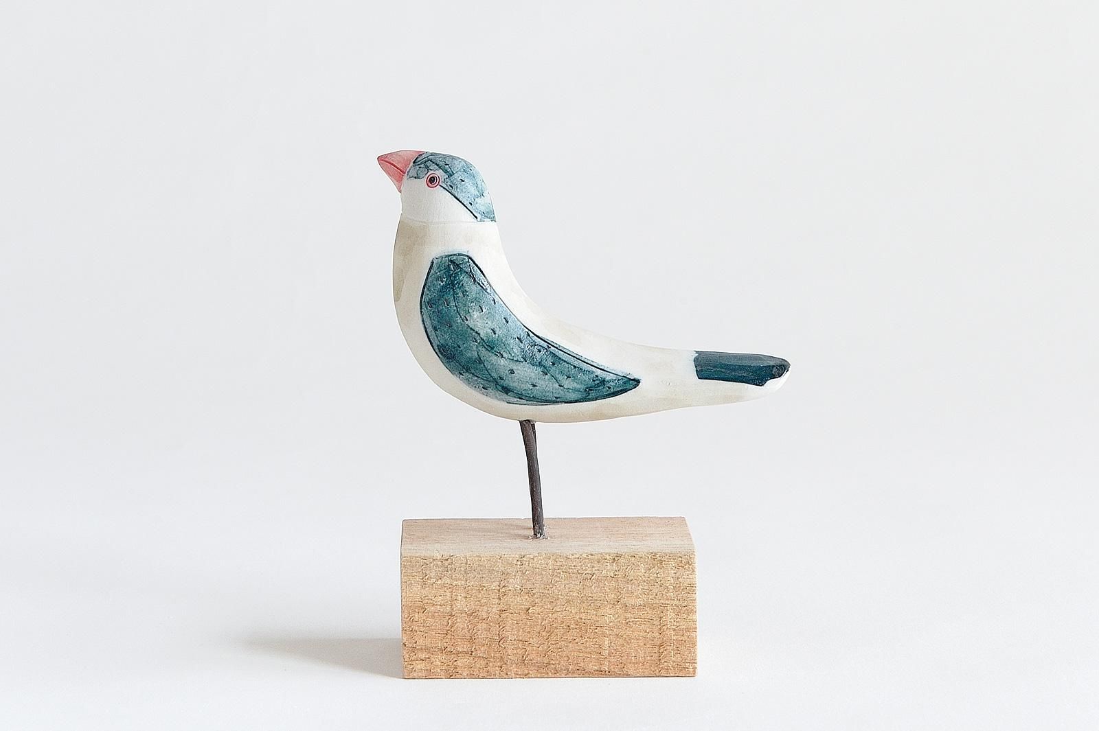 オブジェ - トリ文鳥C - 草舟オンラインショップ（金子佐知恵）| 陶器