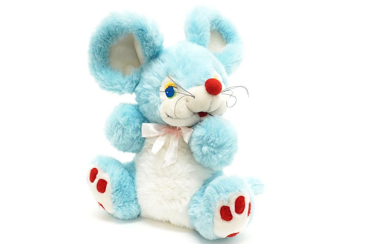 Mouse/マウス/ネズミ・Plush/ぬいぐるみ・ブルー×ホワイト・(耳含む)高