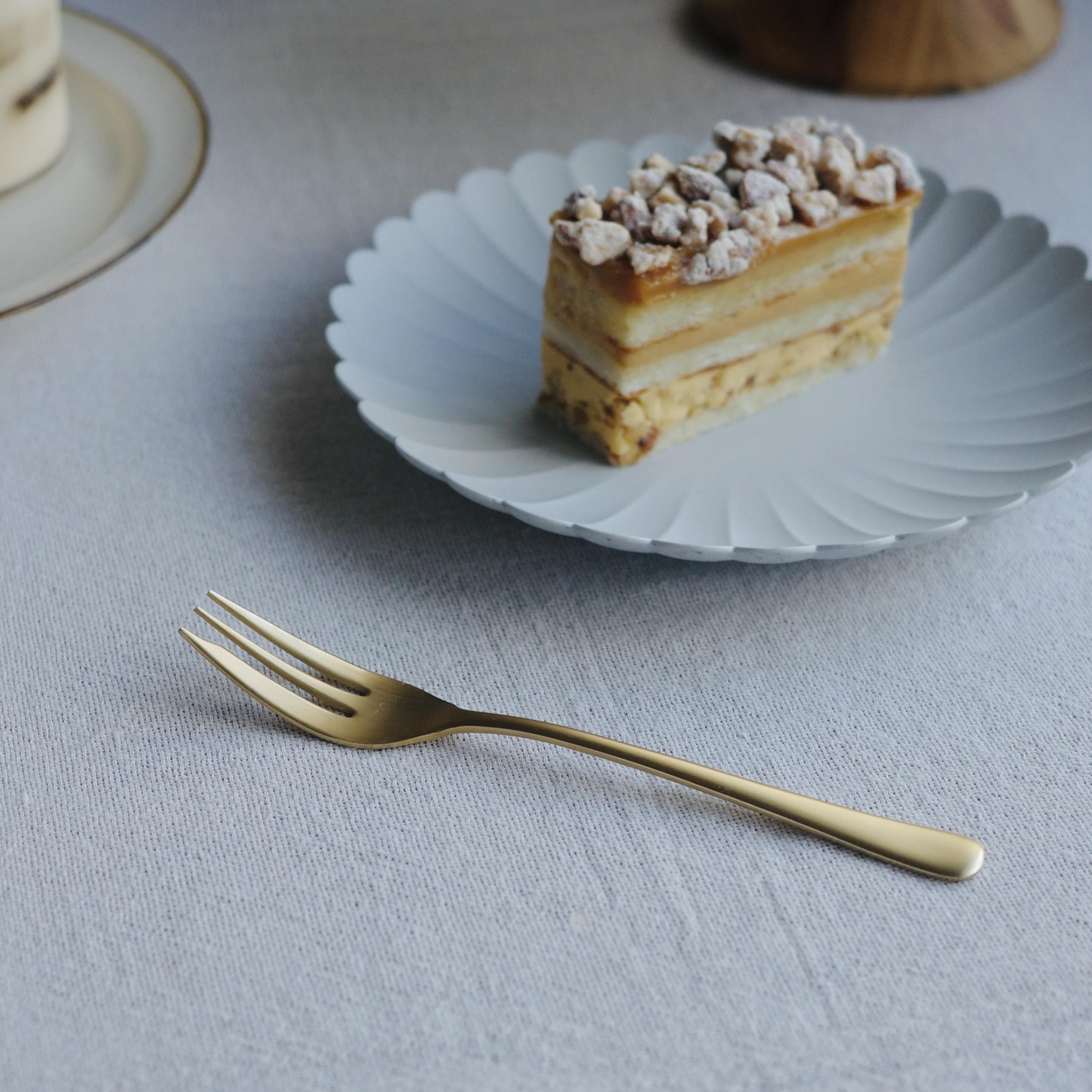 ゴールド色のケーキフォーク/マットゴールド/14.5cm | 上品な
