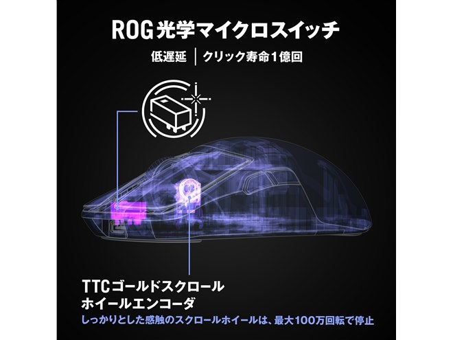 45,800円、軽量47gのカーボンファイバー製ゲーミングマウス「ROG Harpe