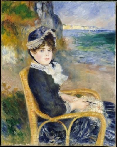 ルノワール【海辺にて】 - 手描き 絵画（油絵複製画）販売のアート名画館