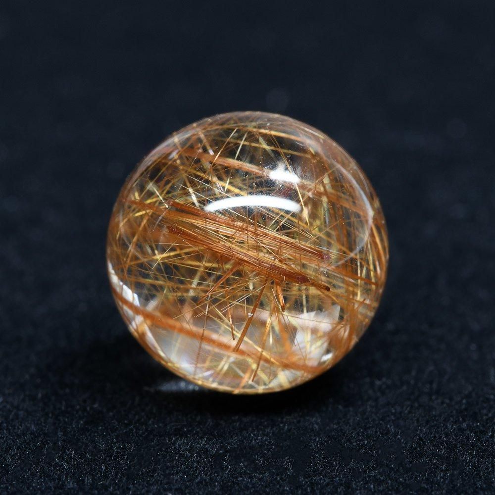 高品質]オレンジルチルクォーツ 丸玉（穴なし）13.4mm #QK238
