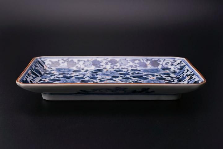 宮内庁御用窯】長角皿揃 色絵牡丹唐草/山本長左 （木箱入り） - 和食器