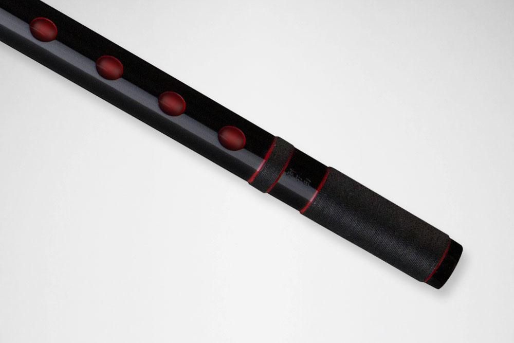 獅子田 竹渓 塗 両巻 黒（黒糸巻） - 獅子田流 篠笛「大塚竹管楽器」