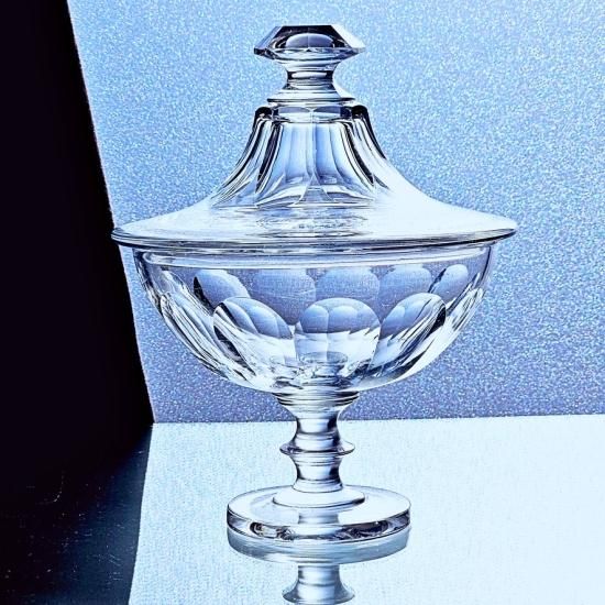輝くオールドバカラ シンプルな機能美 蓋付きコンポート【1840年頃