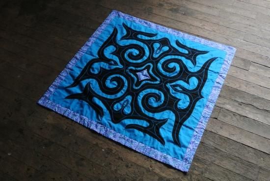 アイヌ刺繍 木綿黒切伏タペストリー