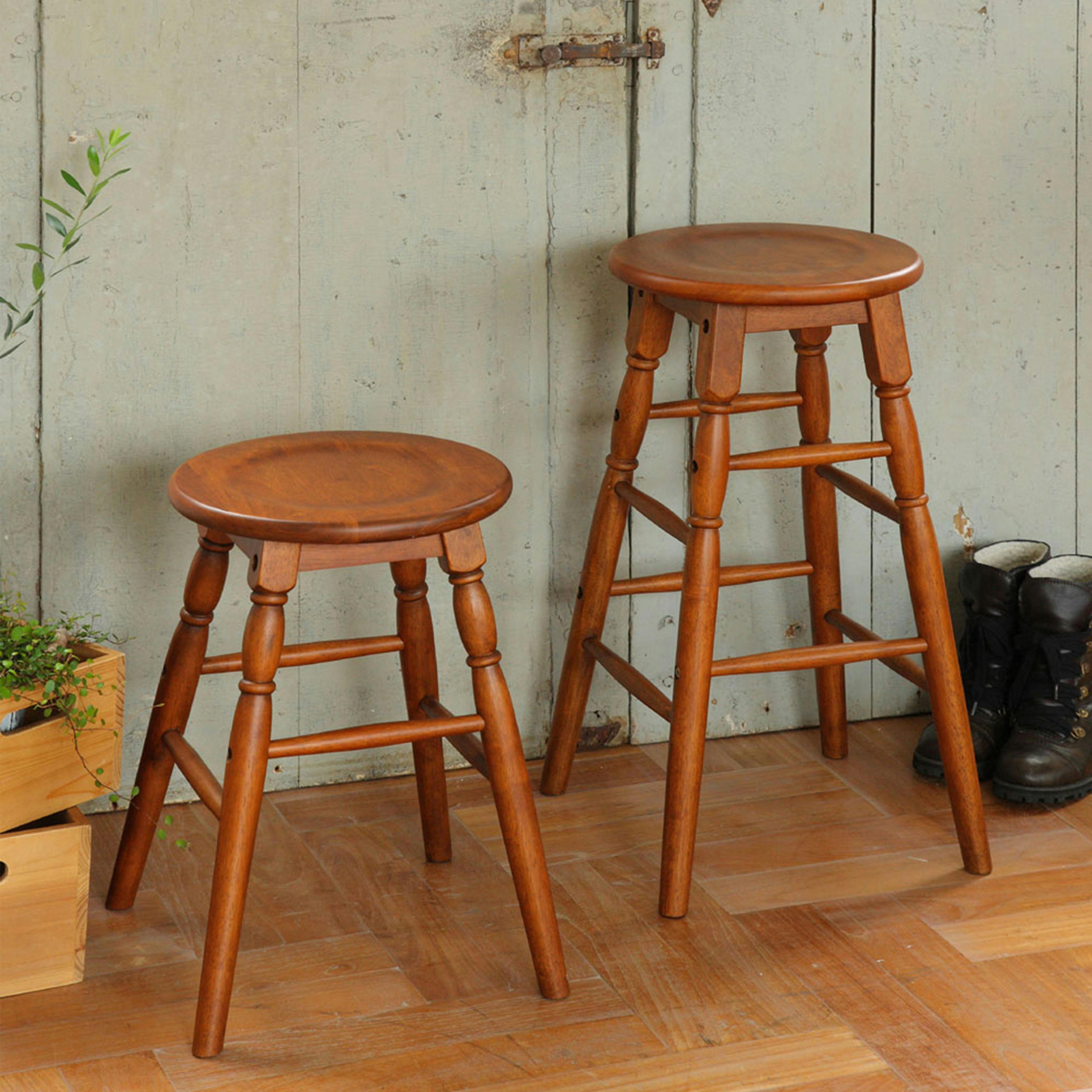 アンティーク調の高さ45cmのロースツール hommage Low Stool ブラウン