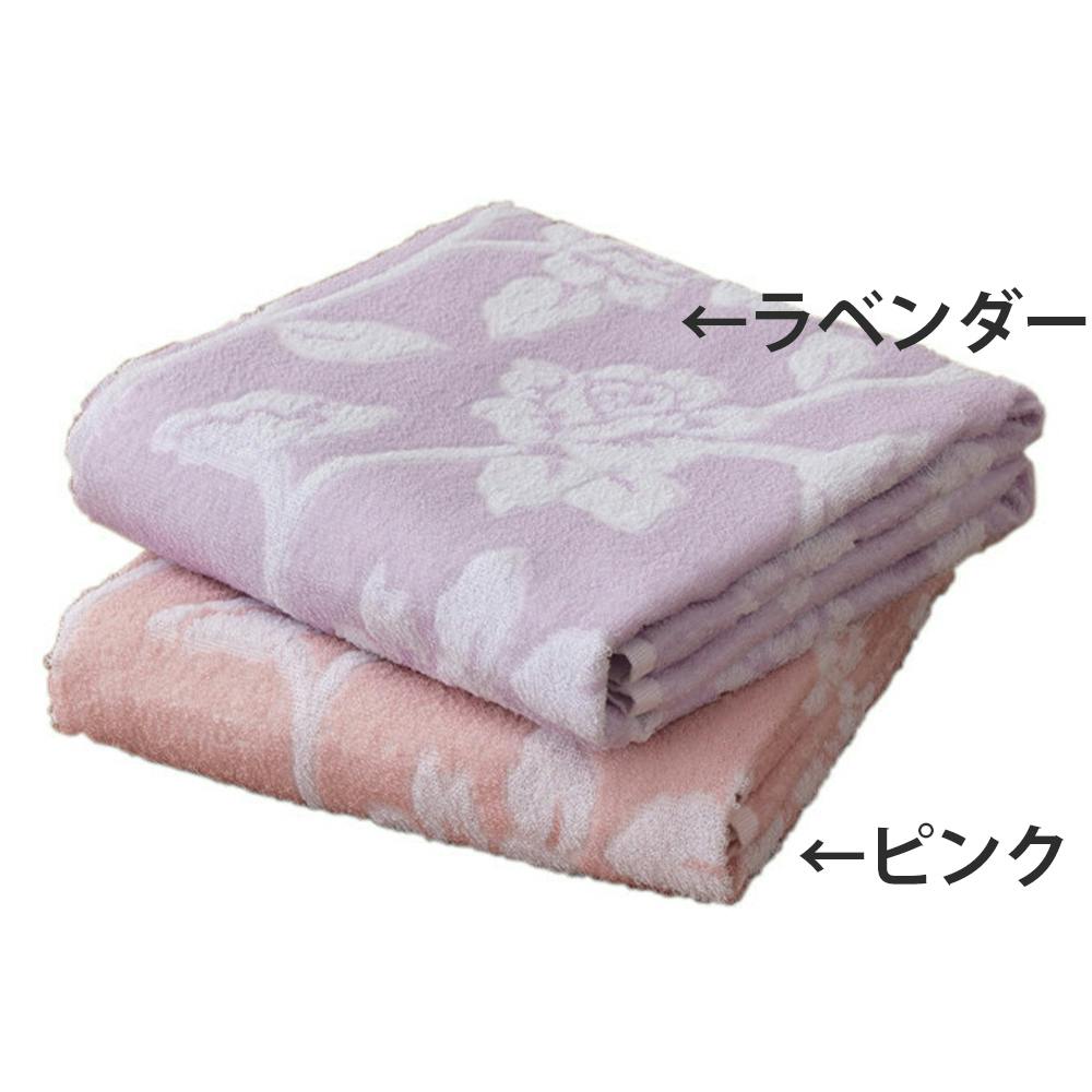 今治産ローズ柄 バスタオル 【2枚組】【ピンク】 【送料込み
