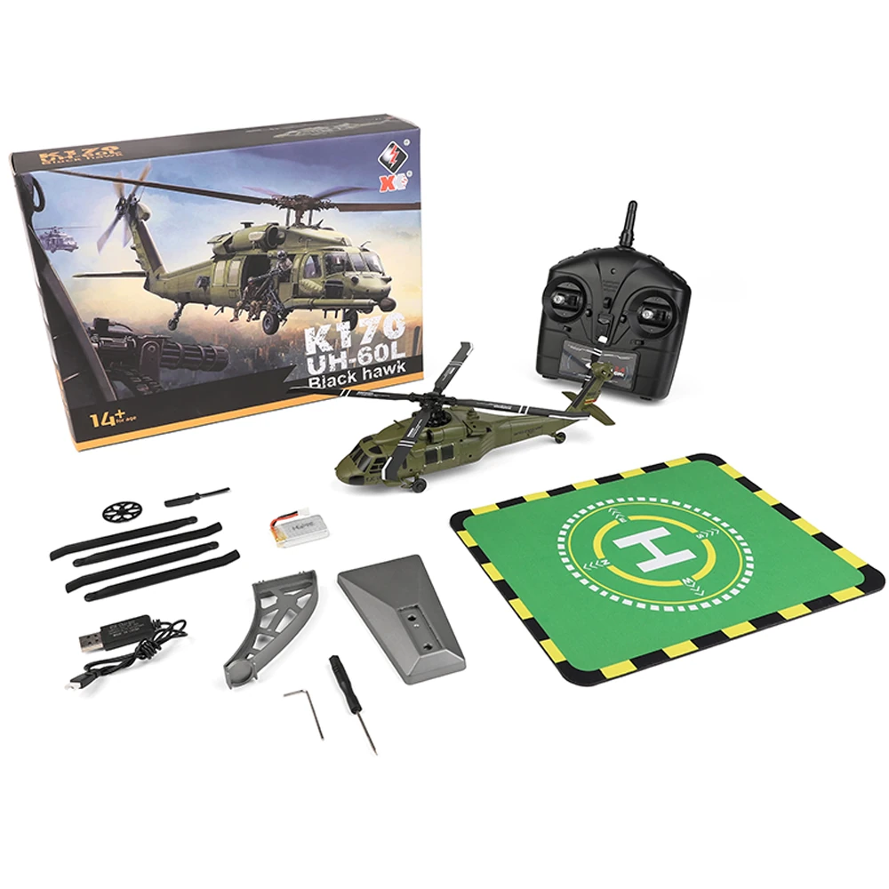 XK K170 UH-60L 2.4G 4CH 6軸ジャイロブラシレスモーター軍用グリーン