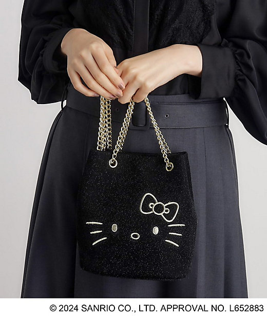 ハローキティフェイス刺繍チェーン巾着ショルダー