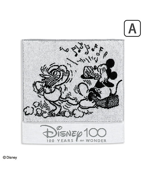 Disney 100thモノクローム タオルハンカチ