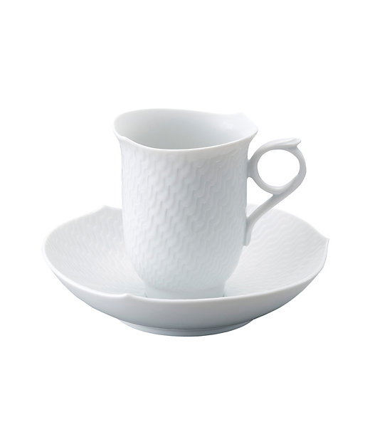 波の戯れ ホワイト コーヒーカップ＆ソーサー | MEISSEN/マイセン