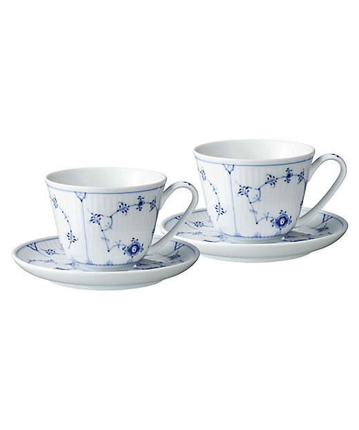 ブルーフルーテッド プレイン カップ＆ソーサー ペア | ROYAL