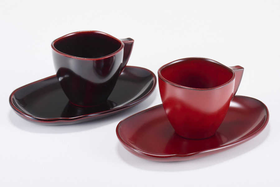 コーヒーカップ＆ソーサーセット ゆがみ 漆塗り 漆器の井助