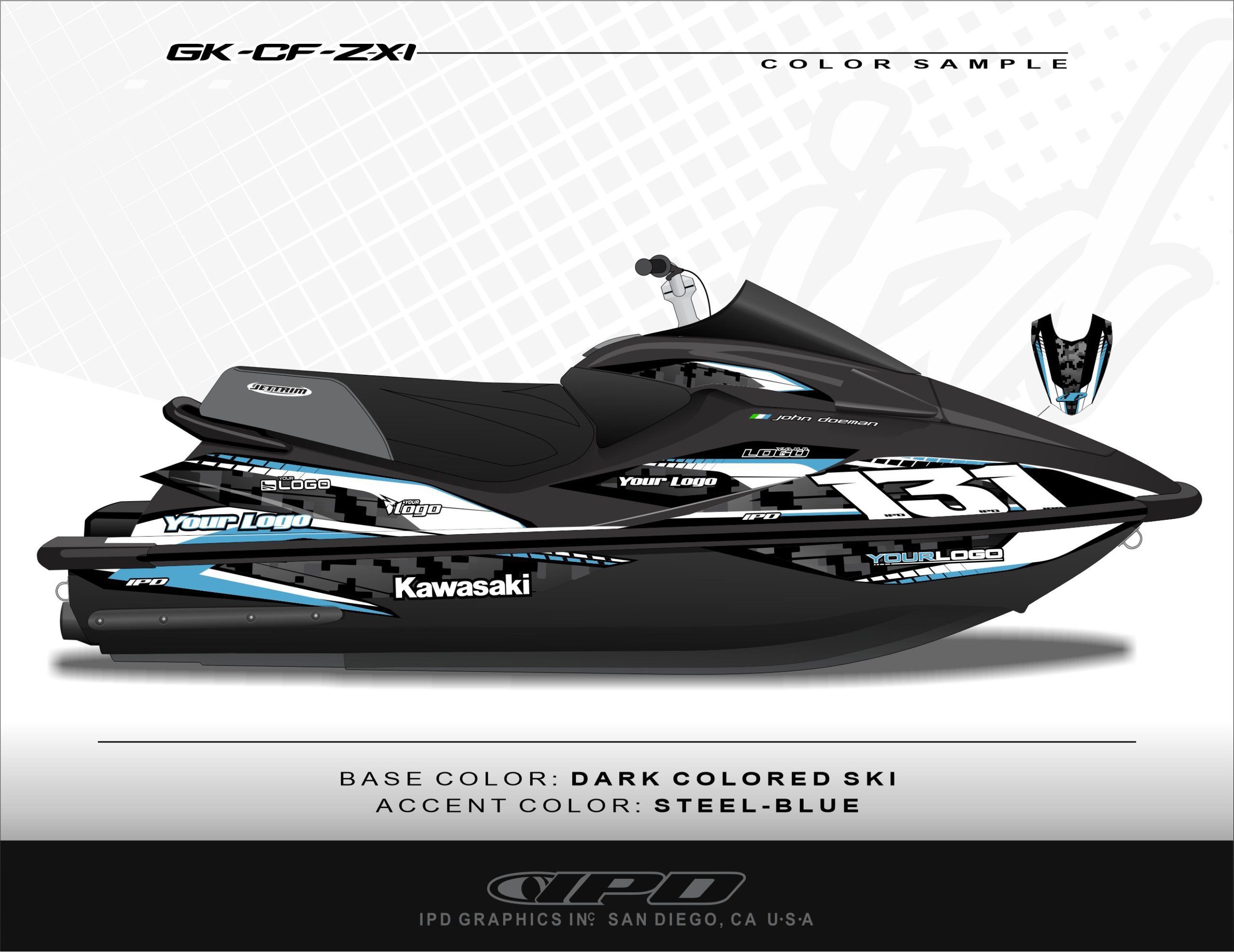 Kawasaki ZXI Graphics Kit (CF Design) - IPD Jet Ski Graphics