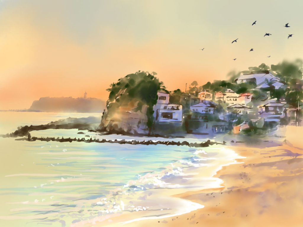 iPadで絵を描く! Adobe Frescoで描いた湘南の風景画（iPad Artwork 070