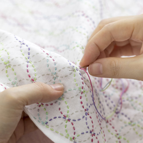 カフェのステッチクロス | リバティ 生地、編み物、刺繍、刺し子のこと