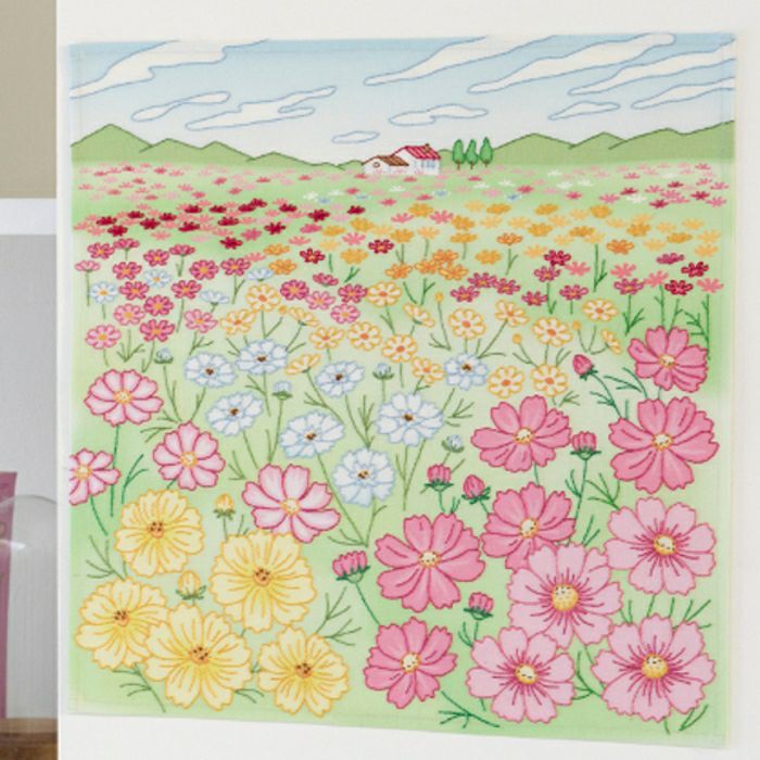 ステッチクロス＜ミモザリース＞ | リバティ 生地、編み物、刺繍