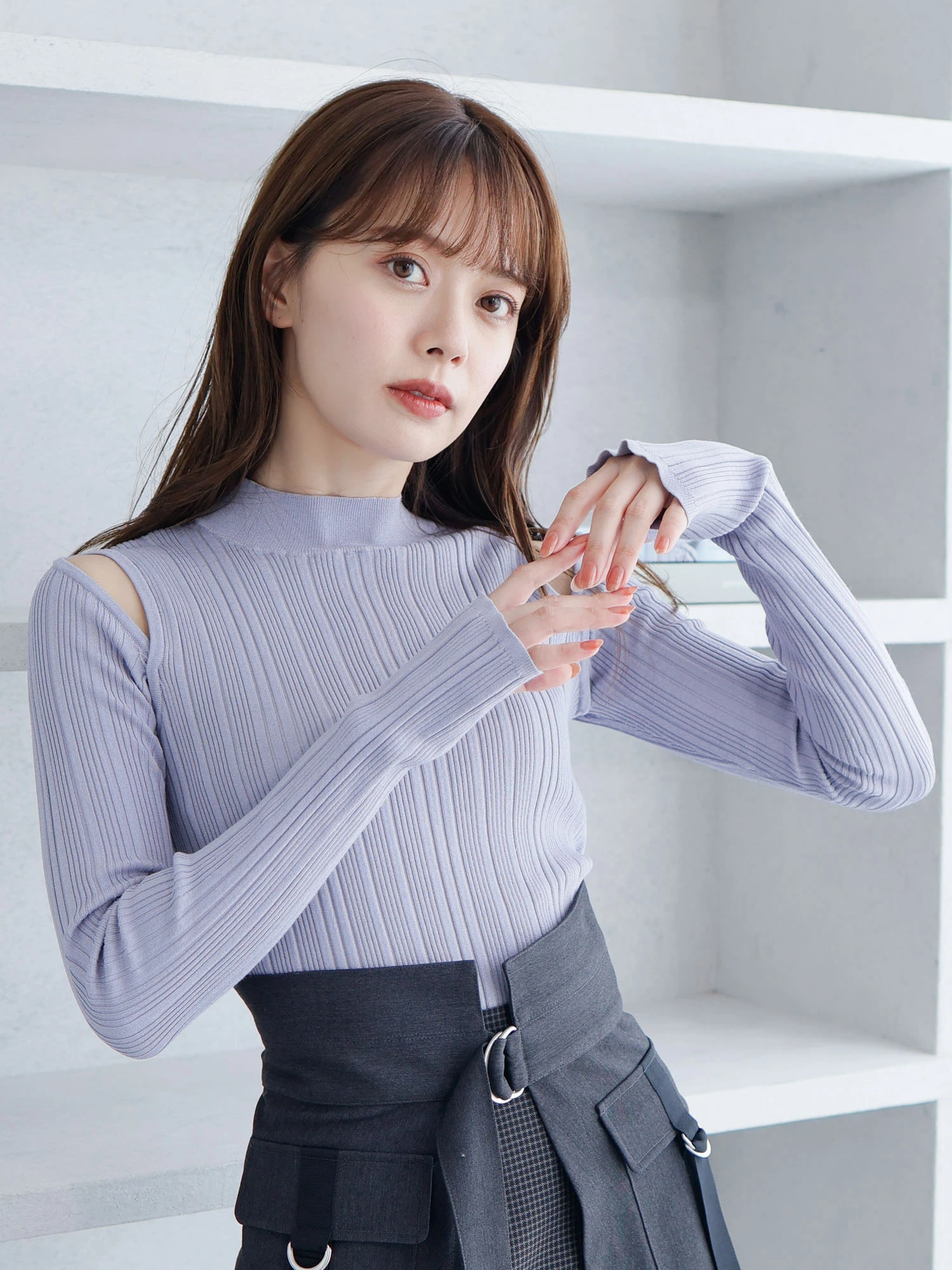LADYMADE（レディメイド）｜ スリットショルダー2WAYリブニット