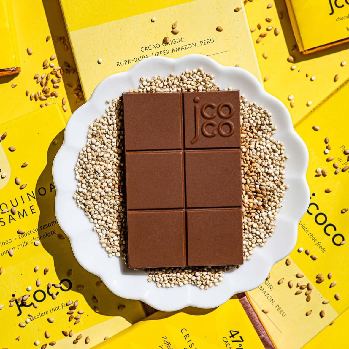 Crisp Quinoa Sesame Chocolate Bar - Shop jcoco premium chocolate
