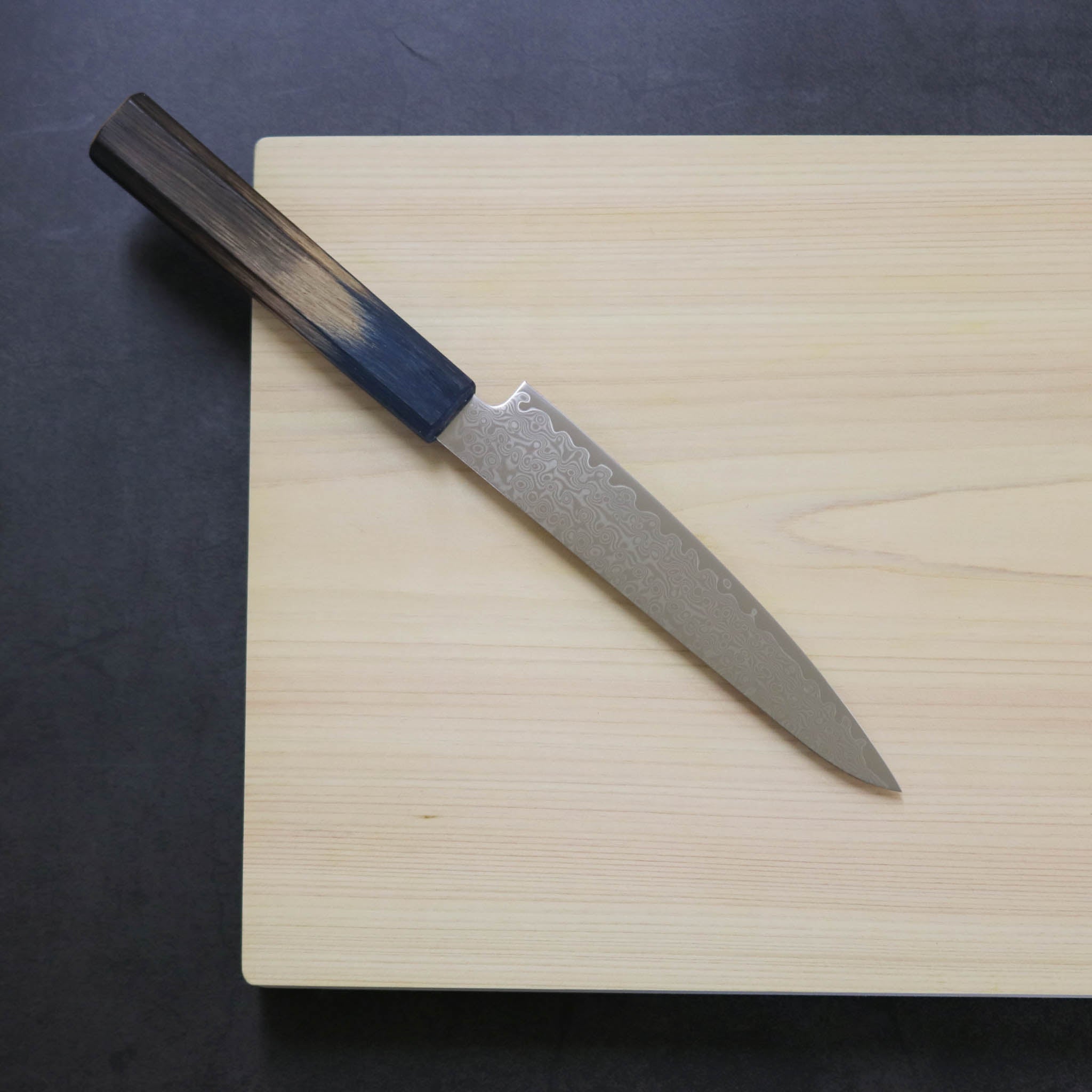 堺打刃物 包丁 | ダマスカス67層 ペティ 15cm 両刃 | 暁ハンドル 桐箱入り