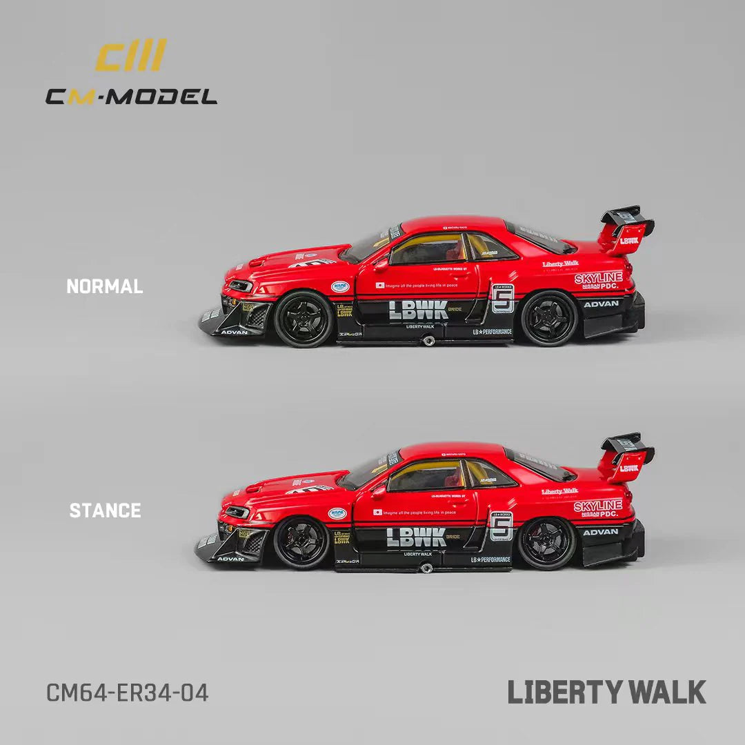 1/64 CM Model LB-ER34 Super Silhouette Nissan Skyline (Red/Black