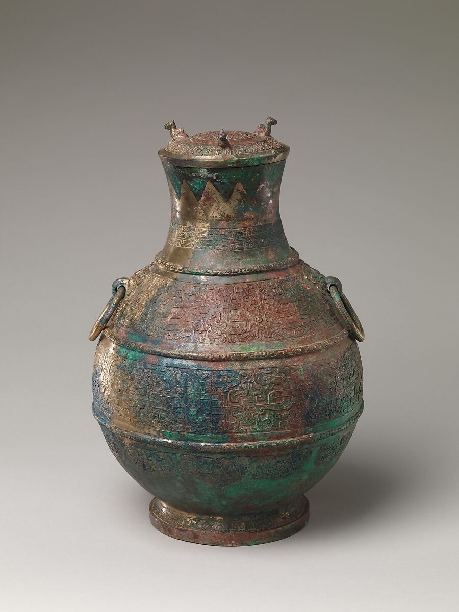 嵌紅銅青銅壺 Wine container (hu)】中国-東周時代
