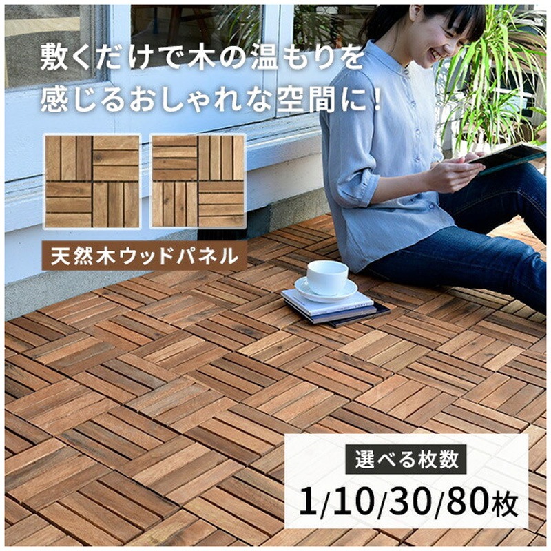 NAJT-12*(BR)1P 天然木 ウッドデッキパネル YAMAZEN(山善) ブラウン色