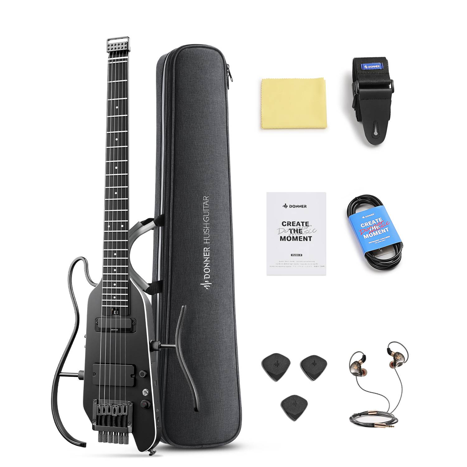 HUSH-X PRO スマート ヘッドレス トラベルギター 多彩プリセット Donner