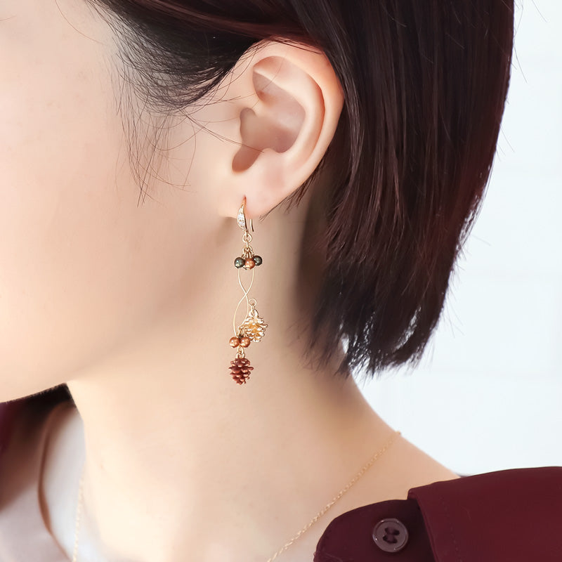 レシピNo.KR1248 秋チャームの松ぼっくり&木の実アクセサリー2種 – 貴
