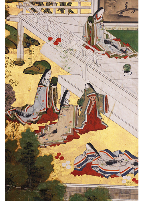 アンティーク】蔵出し 六曲一双 屏風 人物画 風景画 日本画 金屏風 古