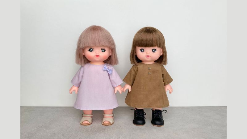 メルちゃんソランちゃん【Aライン長袖ワンピース】の作り方と無料型紙