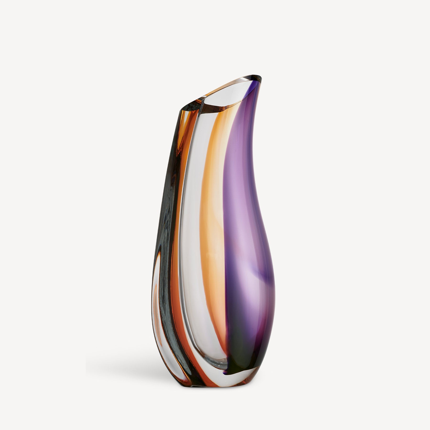 Kosta Boda Orchid Vase Decor Orange Purple Crystal Glass High