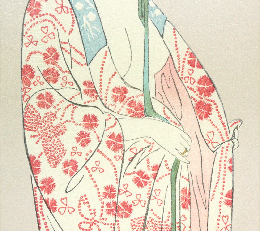 橋口五葉「長襦袢の女」木版画（雲母摺り） 絵画買取・販売の小竹美術