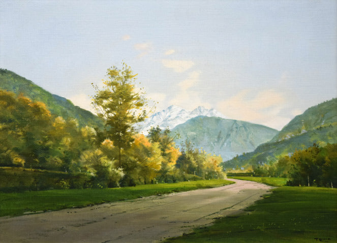 林朝路「スイス風景」油絵・P8号 絵画買取・販売の小竹美術