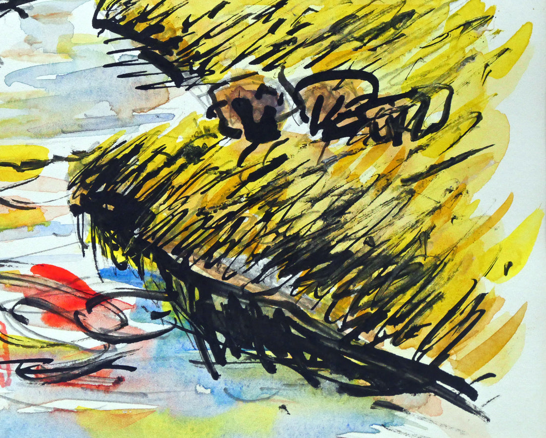 木島務「晩秋（釧路湿原 ）」水彩画 絵画買取・販売の小竹美術