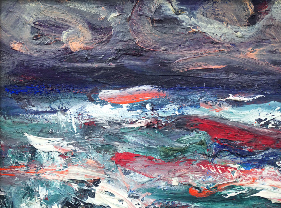 小泉清「波（海）」油絵・P10号 絵画買取・販売の小竹美術