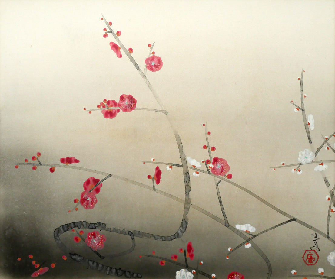 前田青邨「紅梅」日本画・10号大 絵画買取・販売の小竹美術