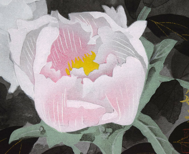 松尾敏男「牡丹晨光」木版画 絵画買取・販売の小竹美術