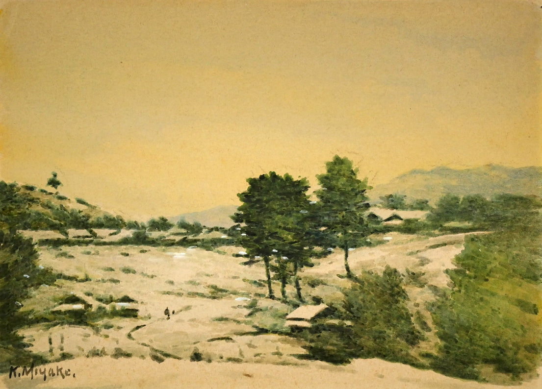三宅克己「雪の朝」水彩画・4号 絵画買取・販売の小竹美術